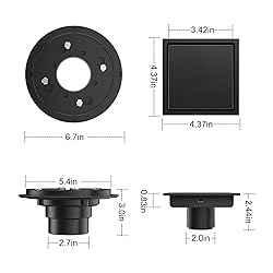 Bmvlffs 4 Inch Shower Drain Matte Black with Tile