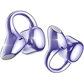Kinglucky AirClip Open-Ear Earbuds Comfortable & Secure, Immersive Sound, 50H Battery, Bluetooth 5.4 Wireless Headphones, Lightweight & Glasses Clip on Ear Buds for Commute All-Day Wear Purple