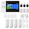 WiFi/GSM Touch Screen Alarm System for Home Security, Wireless Home Alarm 21 Piece Kit with Siren, PIR Motion Sensor, Remote Controls, Window/Door Sensor,Support SMS Push