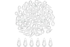 CRAFTYMELODY 240Pcs Large Faceted Teardrop Charms Acrylic Teardrop Beads Top Drilled Transparent Drop Dangle Pendants Tear Dr