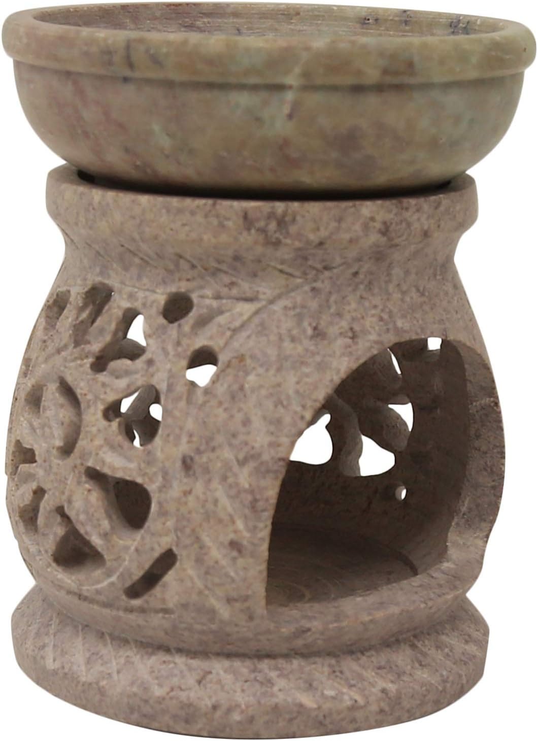CRAFTSTRIBE Natural Shopstone Oil Burner Diffuser Lamp Candle Burner Jali