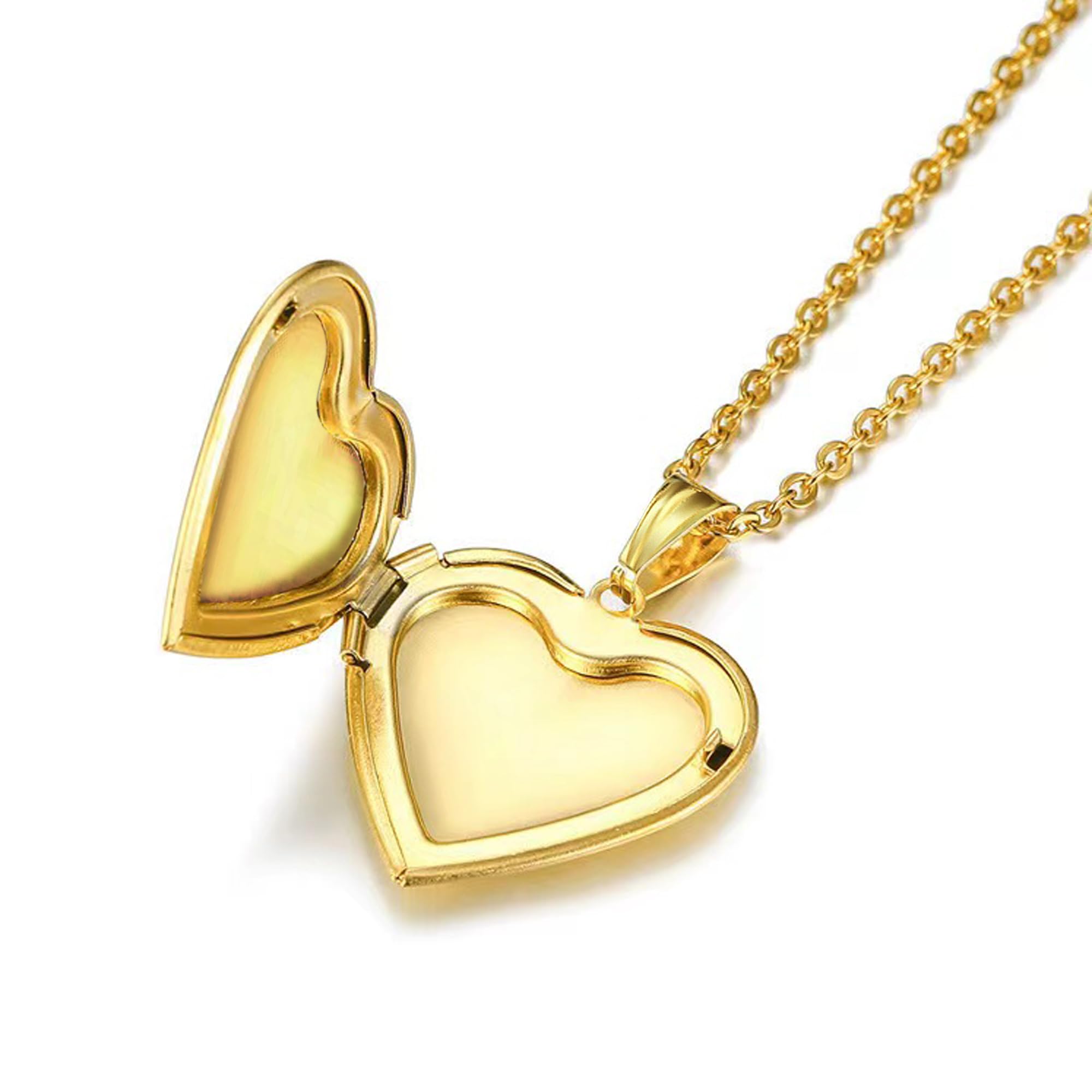 YOUFENG Love Heart Locket Necklace that Holds Pictures Polished Lockets Necklaces Birthday Gifts