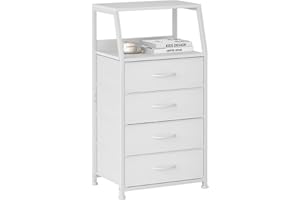 Mexin Dresser for Bedroom, Tall Night Stand with 4 Drawers, Bedside Table de Chevet, Small Chest of Drawers for Closet Living