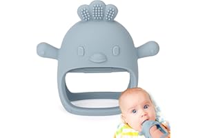 Socub Silicone Baby Teether Toy for Infants 3+ Months, BPA Free Anti-Drop Silicone Mitten Teething Toy for Soothing Sore Gums, Baby Chew Toys for Sucking Needs, Dusty Blue