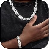DIDISEE Gold Silver Cuban Link Chain and Bracelet for Men and Women - Diamond Necklace Iced Out Miami Cuban Hip Hop Jewelry