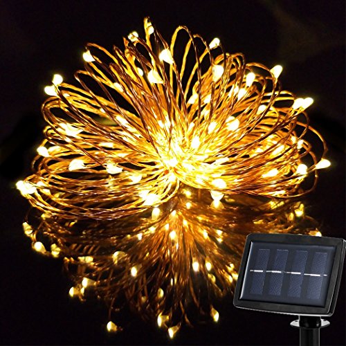 Solar String Lights 33ft,Waterproof Starry Fairy lights 100 Leds For Christmas New Year Seasonal ...