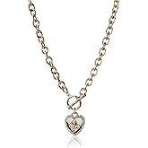 GUESS Womens Pave Framed Heart Toggle Necklace with 4 G Logo Silver/Gold/Crystal One Size
