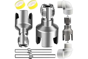 UHGEYN 2PC Integrated Internal & External Pipe Threading Tool with 1/2" & 3/4" Dies, Electric Drill Compatible 2-in-1 PVC Pipe Threader Kit, Dual-Function Pipe Thread Cutting Tool for Home Repair