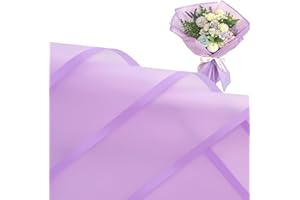 Jutieuo 20 Sheets Purple Flower Wrapping Paper, Waterproof Floral Wrap Purple Edge Bouquet Wrapping Paper Florist Supplies (22.8 x 22.8 inch)