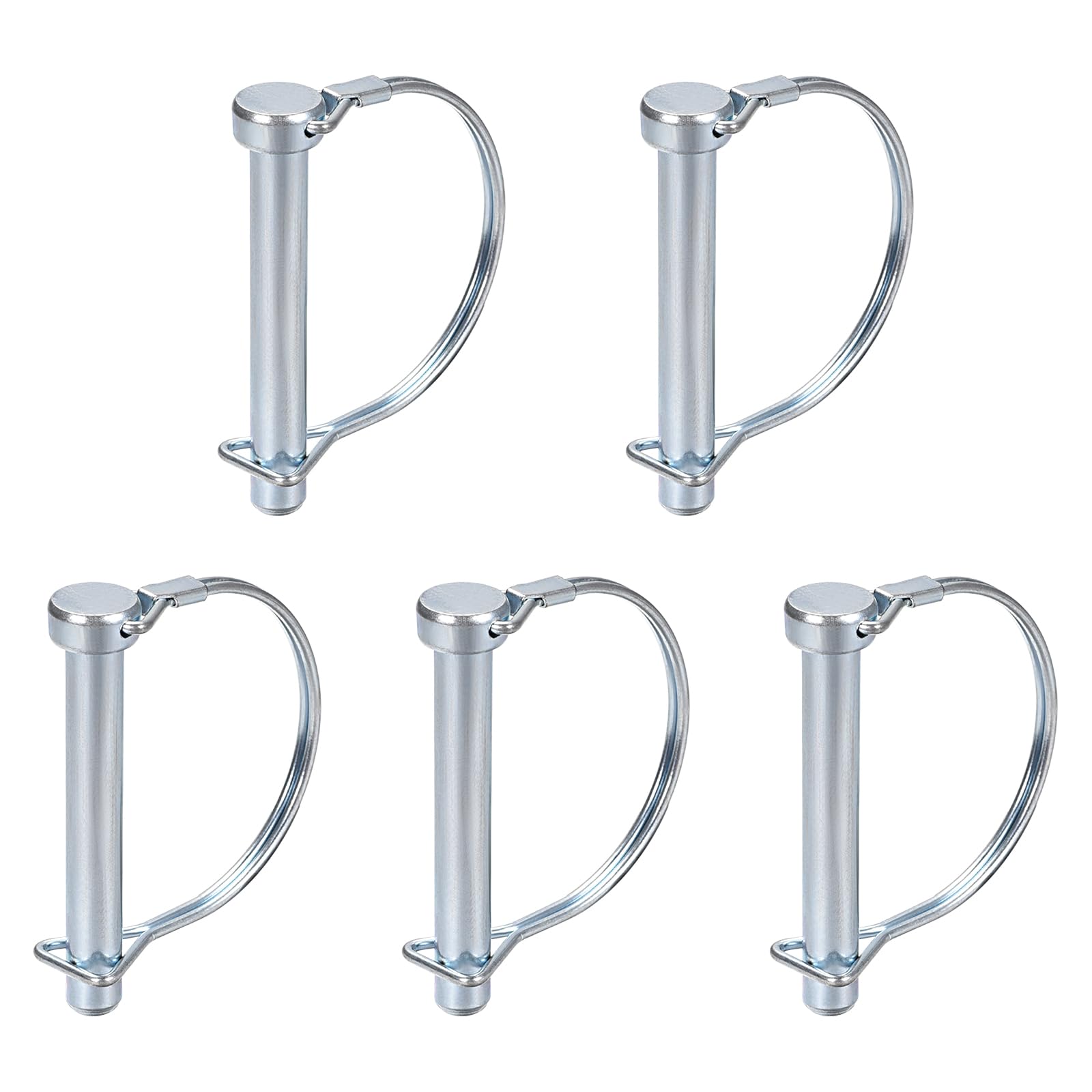 DTGN 10mm x 70mm (DxL) Shaft Locking Pin - 5Pack - Good for Farm Trailers Lawn - Carbon Steel Round Trailer Coupler Pin - Silver Tone