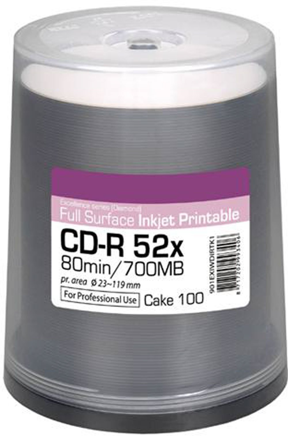 Traxdata – RITEK 'Excellence Series' Blank CD CD-R 52 x Diamond Silver/White Inkjet Printable 100 Axle