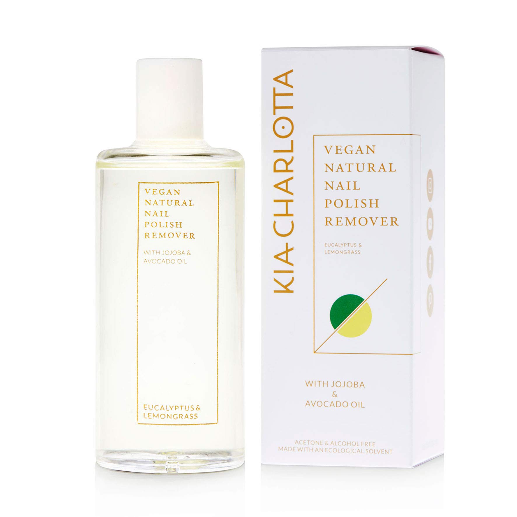 Kia-Charlotta I Natural vegan nail polish remover I 100ml I Without acetone or alcohol I With ecological solvent I Removes all nail polishes I Made in Germany