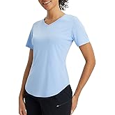 baleaf Women's Short Sleeve Shirts UPF 50+ Sun Shirt V Neck UV Workout Moisture Wicking Quick Dry T-Shirts