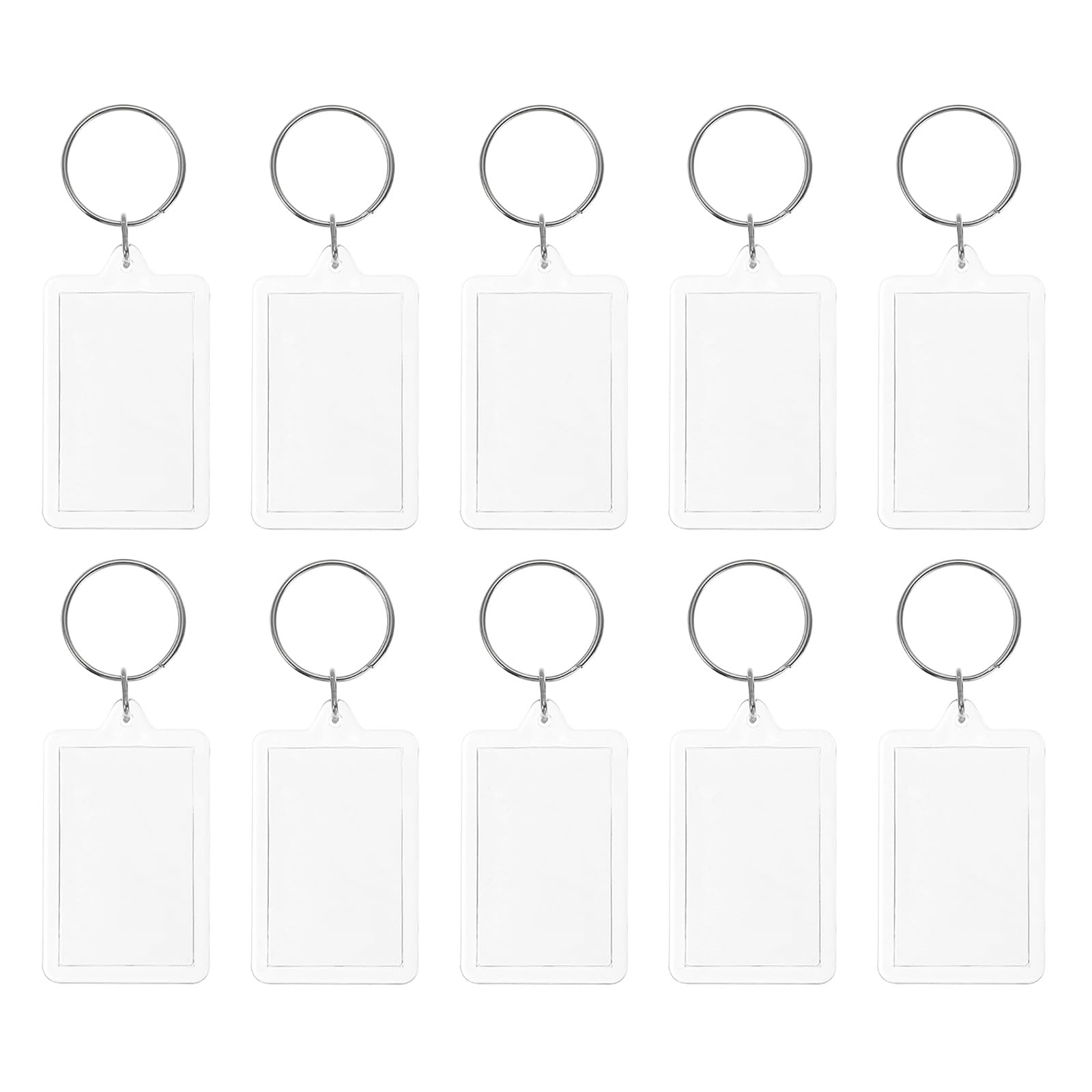 PATIKIL Acrylic Photo Frame Keychain, 10 Pack 1.7x1 Blank Picture Insert Keyring with Split Ring for DIY Craft Project, Clear