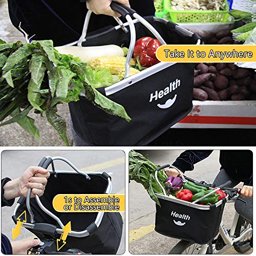 MattiSam Bicycle Basket, Folding Bike Basket Front Handlebar Bag for Cruiser, Women, Dog Carrying | Detachable - 5KG Load Capacity | with Phone Pouch, Aluminum Frame, 600D Water Resistant Oxford Cloth