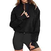 LEEDYA Women Long Sleeve Half Zip Sweatshirts Fall Oversized Trendy Hoodies Casual Thumb Hole Pullovers Y2k Clothes