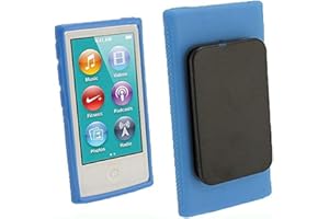 BESTFORYOU for Apple iPod Nano 7 Case, Belt Clip TPU Rubber Gel Soft Skin Case Cover for Apple iPod Nano 7th Generation 7G 7 + Clear Soft TPU Skin Case Cover (Blue)