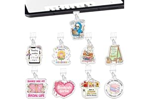 PRESSINART 9Pcs 9 Styles Book Dust Plug Charm for Phone, Cute Dust Plug Type C Pink Heart Cat Flowers Skull Pattern Charger P