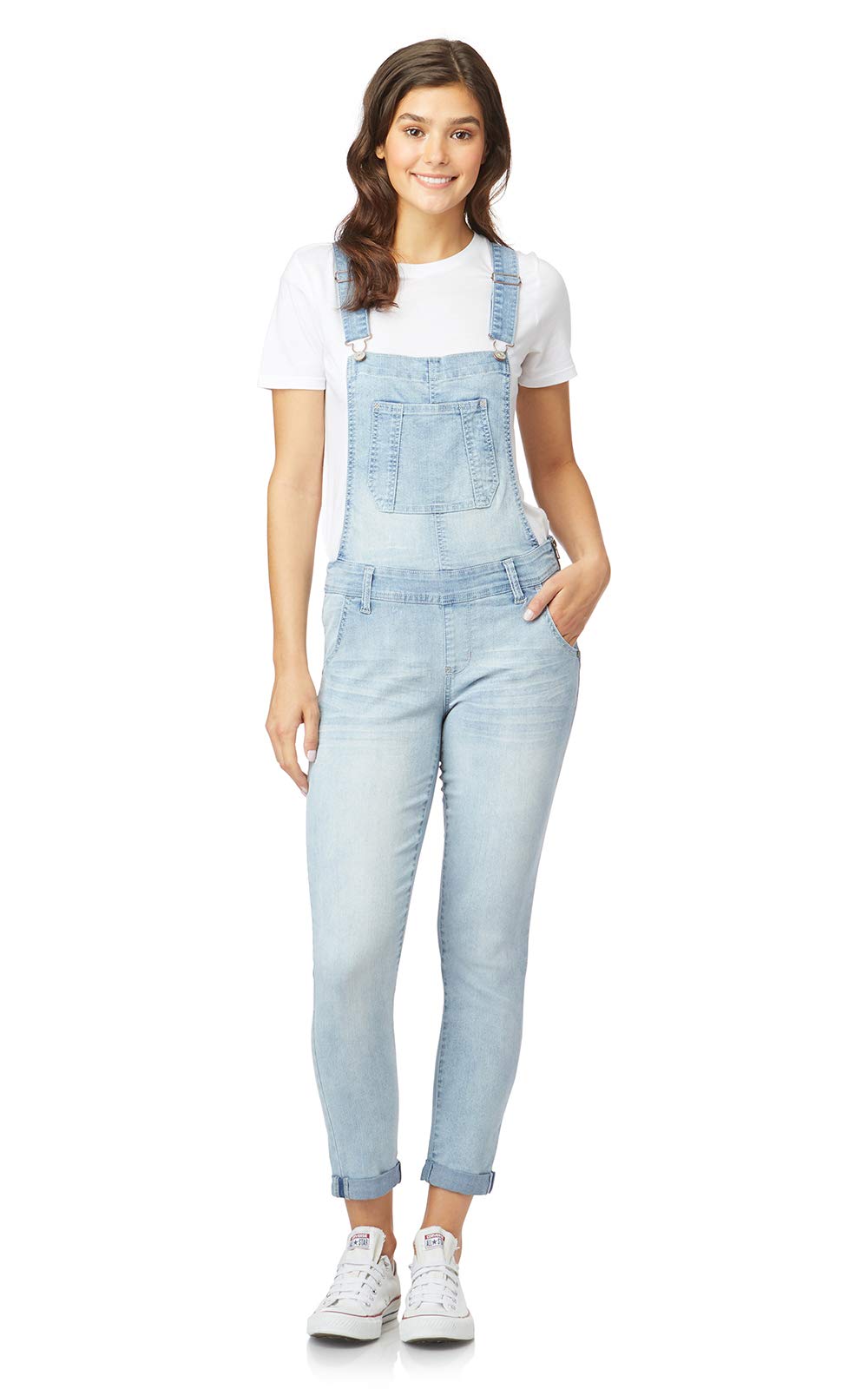 Women's Juniors Denim Tomboy Overalls Denim Fit