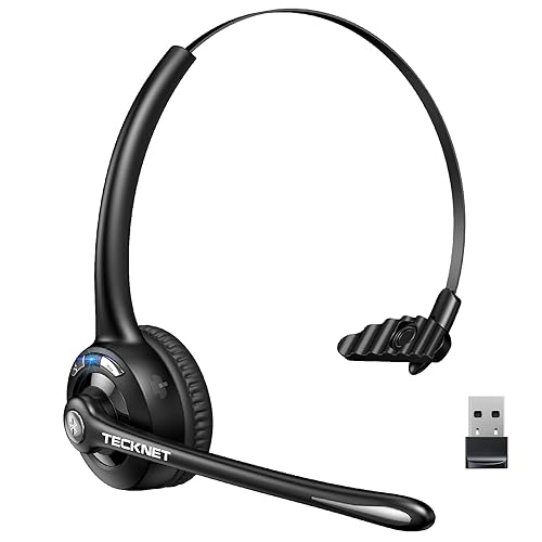 TECKNET Wireless Headset, Bluetooth Headphones with Noise