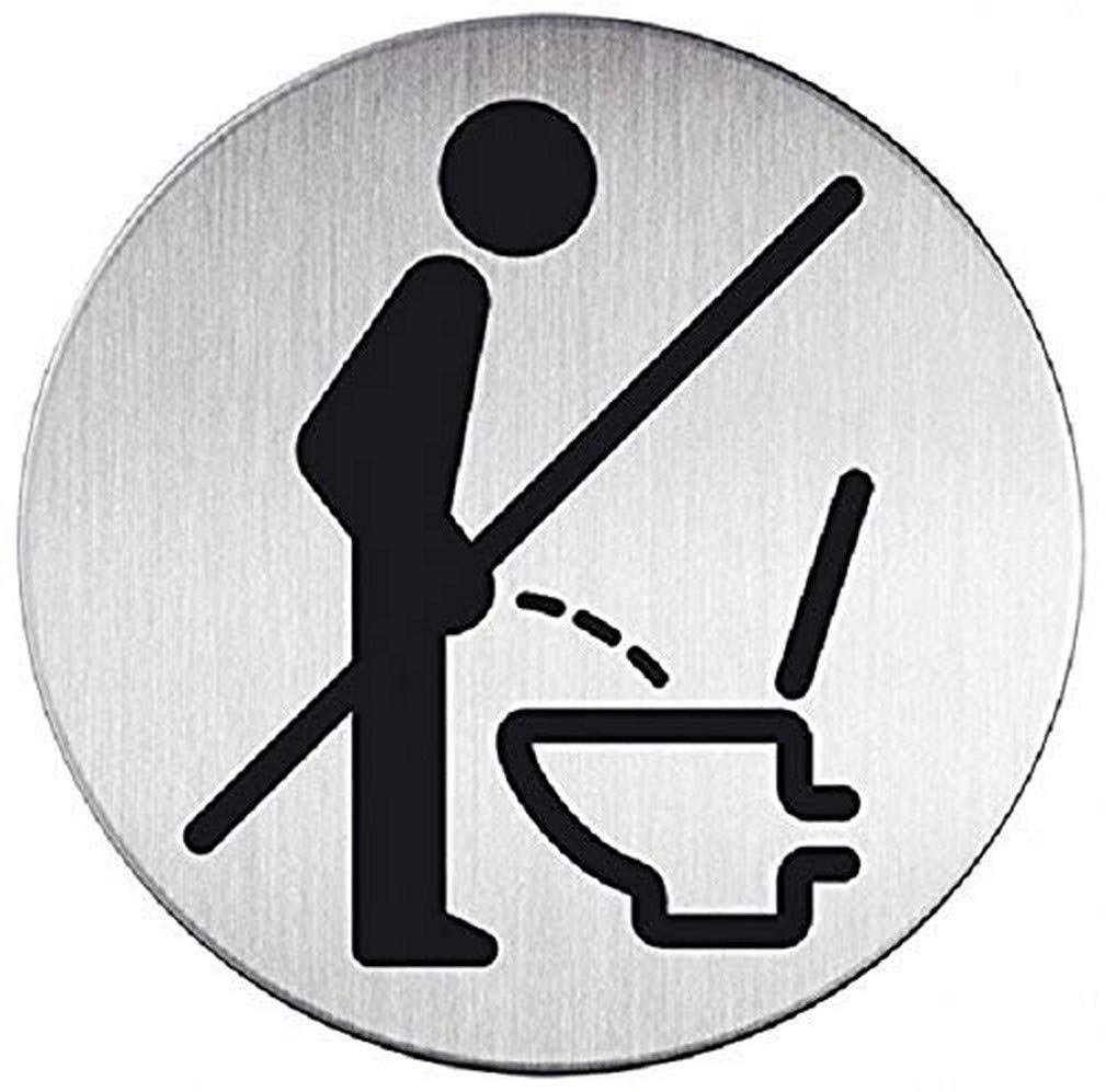 Durable Picto 492123 Door Sign "Bitte setzen" (Please sit down) Round 83 mm Metallic Silver (German Text)