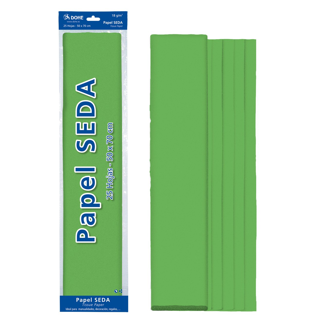 Dohe – Pack of 25 Pieces of Tissue Paper, 50 x 70 cm Green