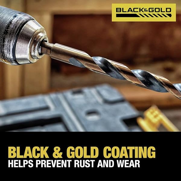 DEWALT DRILL BIT SET, 21 PC HIGH SPEED STEEL DEWALT BITS, BLACK AND GOLD OXIDE COATED, 135 DEGREE SPLIT POINT, 31 DEGREE HELIX (DWA1181)