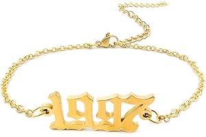 CSIYANJRY99 Birth Year Ankle Bracelets for Women,14K Gold Plated Birth Year Number Anklets Adjustable Chain Beach Foot Ankle Bracelets for Teen Girls Birthday Gifts