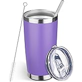 DIW sojourn life 20oz Tumbler Bulk with Lid and Straw, Stainless Steel Double Wall Vacuum Insulated Travel Mug, Powder Coated Coffee Cups for Hot and Cold Drinks,Funny Gifts for Women Men(Purple,1)