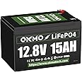 OKMO 12V 15Ah LiFePO4 Lithium Battery 12.8V, 4000+ Deep Cycles rechargeable Battery, for UPS, Kayak Fish Finder, Solar Panel, Power Wheels Toys, Scooter, Radio