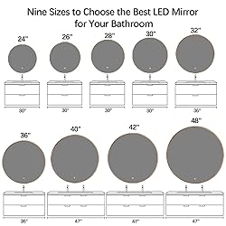 Niccy 40" LED Backlit Round Mirror for