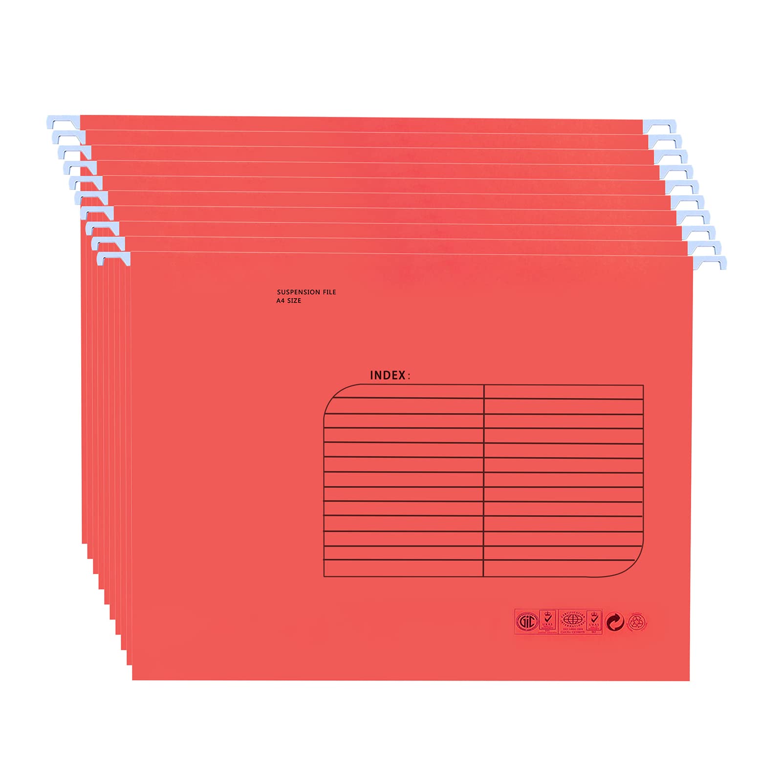 A4 Suspension Files 25PCS Reinforced Hang Folders Filing Cabinet Adjustable Tabs Hanging Organizer File Folder for Office School Work (Red)