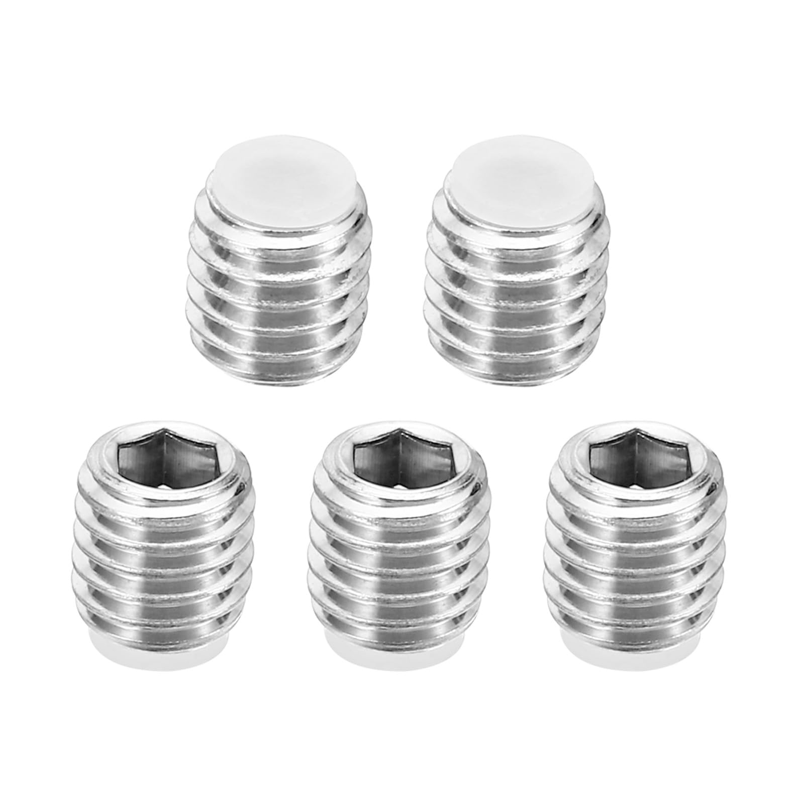 PATIKIL M8x8mm Nylon Tip Grub Screw, 5 Pack Metric Hex Socket Head Cup Point Anti Slip Set Screws Internal Hex Drive Hardware, 304 Stainless Steel