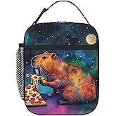 UEQIKI Watercolor Capybara Galaxy Pizza Insulated Lunch Bag for Women & Men, Reusable Leak-Proof Lunch Box with Cooler Compartment, Lunch Tote for Adults Work Travel Picnic Durable & Washable