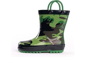 NORTY Rubber Rain Boots for Kids - Waterproof Rubber Boots Boys and Girls Solid & Printed Rainboots for Toddlers and Kids
