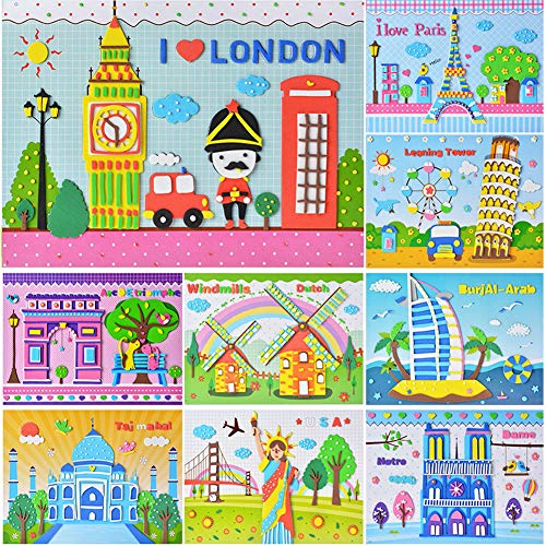 16 pcs 3D EVA Foam Sticker Puzzle Game DIY Cartoon Building Learning Education Toys Mosaic Sticker Art Kits for Kids - Thumbnail 2