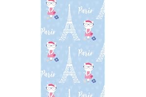 French Cat in Paris Notebook: Beautiful Blue Cat in Pink Dress Travel Notebook for Girls to Write In | Cute Blank Lined Cat Journal for Taking Notes | ... with Artsy Colorful France & Hearts Pattern