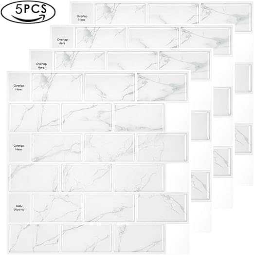 MORCART Marmor Fliesenaufkleber Selbstklebende Backsplash U-Bahn