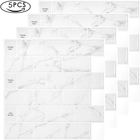MORCART Marmor Fliesenaufkleber Selbstklebende Backsplash U-Bahn