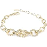 HZMAN Rhinestone Tennis Bracelet for Women, Sparkling Brass Chain Bangle, 7.5 Inch Fashion Jewelry Gift