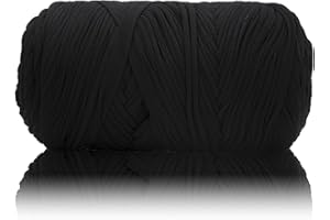 MSyarn 400g T Shirt Yarn, Tshirt Crochet Yarn for Crocheting Bag/Craft Project/Home Decor, 14.1oz/400g, 120yd/110m Crochet with Polyester Spandex Blend Stretch Fabric(Black)