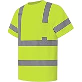 LIZMOF Hi Vis Shirts for Men Women High Visibility Safety Reflective Work Shirts Class 3 Short Sleeve