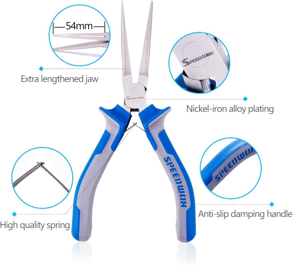 SPEEDWOX 6 Inches Needle Nose Pliers Mini Extra Long Nose Precision Nippers Thin Flat Jaws Micro Functional Precision Wire Looping Fine Pliers - Image 4