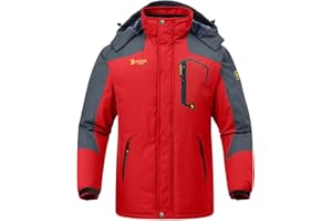 Rdruko Men's Ski Snow Jacket Waterproof Insulated Fleece Outdoor Mountain Hooded Winter Coat