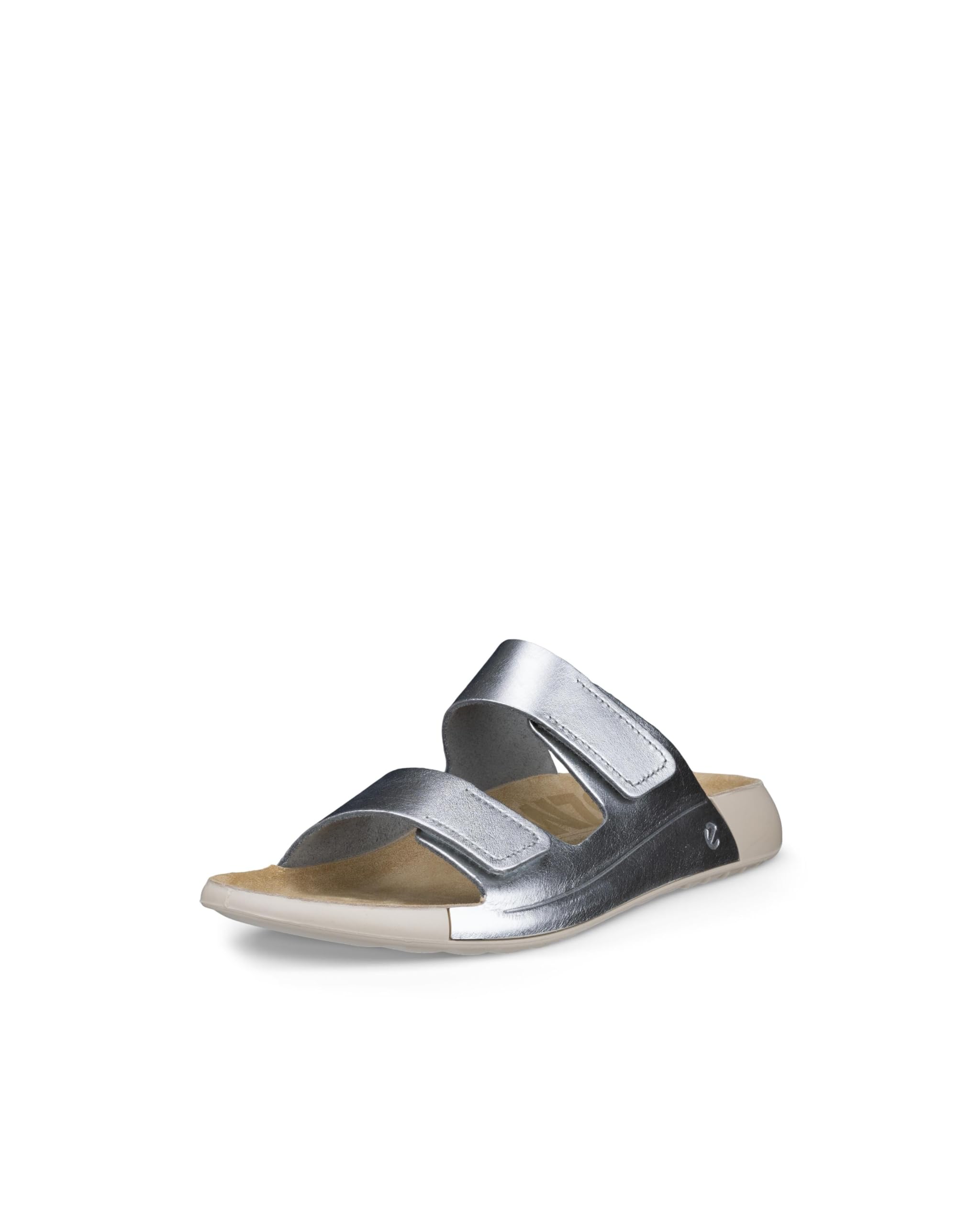 ECCO Women's Two Band Slide Sandal, PURE SILVER METALLIC, 10-10.5 Image
