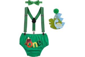 FYMNSI Baby Boy Dinosaur 1st Birthday Outfit Fishing Party Cake Smash Shorts Suspenders Bowtie Hat Dino Photo Props Costume