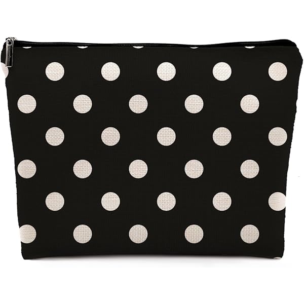 Estuche Escolar De Lunares Blanco Y Negro - PVC Con Cremallera, 20.6x8x5.6 Cm, Multiusos