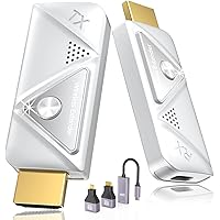 Wireless HDMI Transmitter and Receiver 382FT/100M Plug and Play Portable 2.4G/5G with 3 Adapter, Wireless HDMI Extender Kit f
