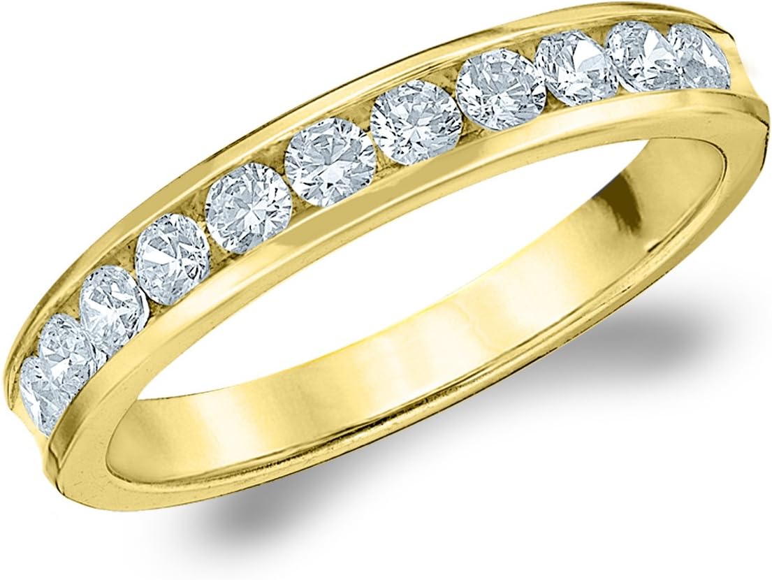 50CT Symphony Channel Set Diamond Wedding Ring, 1/2CTTW Diamond Wedding Band in 14K Gold
