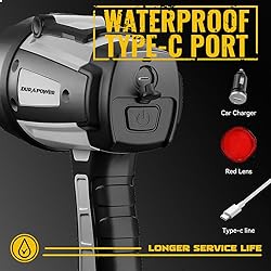 Durapower Rechargeable Spotlight Flashlight, 1000LM